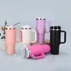 Taza de Hielo de Acero Inoxidable de Segunda Generación Transfronteriza de 40 oz con Asa Portátil, Pajilla, Termo, Taza para Coche al Aire Libre