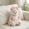 30cm Urso Articulado Médio Lina Roupas Urso Branco Boné de Bola Macacão Roupa Boneca Urso de Pelúcia Vestir