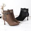 Botas Martin para Mujer, Moda Invierno 2026, Botas de Tacón Alto Puntiagudas con Hebilla de Cinturón, Estilo Británico, Botines Estilizados Profesionales de Tacón de Aguja
