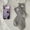 Meias Femininas Fofas Estilo Coreano Outono e Inverno, Meias Largas de Desenho Animado, Meias de Estrela e Cachorrinho, Meias de Cano Médio Estilo Ins, Meias da Moda para Estudantes