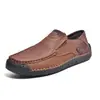 Sapatos Masculinos Costurados à Mão Amazon Transfronteiriços Sapatos Casuais para Dirigir Sapatos de Couro Masculinos Slip-on Baixo Tamanho Plus Mocassins