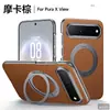 Adecuado para fundas de teléfono Huawei Pura X View, con soporte giratorio y fijación magnética; Funda Pura X View anticaída, color sólido, de cuero genuino