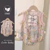 Roupas de Bebê, Macacão de Verão sem Mangas para Meninas Bebês, Estilo Chinês Lua Cheia Cem Dias Novo Estilo Chinês Macacão de Verão
