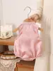 Estilo verano rosa bambú bebé nuevo estilo chino cheongsam, mameluco estilo tradicional para bebés niñas, atuendo de una pieza para niñas, adecuado para bebés de un mes y un año