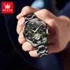 Reloj Mecánico Multifuncional Totalmente Automático Marca Oris Correa de Acero Reloj Calado Luminoso Resistente al Agua Reloj para Hombre Reloj para Hombre