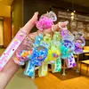Chaveiro Popular Garrafa de Areia Líquida Doce Brilhante, Pingente de Bolsa Fofo, Ornamento de Acrílico, Pequeno Presente
