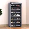 Sapateira Simples, Montagem em Tubo de Aço Multicamadas, Armário de Sapatos à Prova de Poeira, Estante de Armazenamento Doméstico para Dormitório Estudantil, Sapateira Econômica