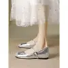 Nuevos Zapatos Planos Versátiles Estilo Princesa con Parches Plateados Otoño 2025, Zapatos de Ballet Populares de Cuero Suave, Zapatos Mary Jane para Mujer