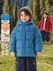 Jaqueta acolchoada de algodão para meninos, estilo europeu, forrada com fleece, espessa, impermeável, modelo novo, para crianças maiores, roupas infantis, para o inverno, moderna