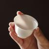 Taza de Té de Porcelana Blanca Suet Jade Dehua con Borde Dorado Set de Té Kung Fu Taza de Té Pequeña Blanca Pura Taza de Té Grande Blanca Cálida Similar al Jade