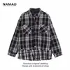 Diseño Falso de Dos Piezas, Moda Callejera de Alta Gama, Chaqueta de Patchwork Tejido a Cuadros Estilo Pequeño Fragante, Chaqueta Trendy Bangchuangwei para Hombre