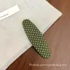 Pinza BB ovalada de tela de lunares retro estilo coreano para mujer, pinza para flequillo lateral estilo bosque, accesorio versátil para el cabello de tela