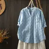 Blusa de Manga Corta para Mujer Estilo Burgués Francés Bonita 2026 Verano Nueva Muy Bonita de Algodón y Lino Blanco con Lunares