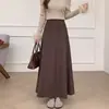 Falda Larga de Suede Estilo Retro Coreano Cola de Pez Adelgazante Elegante Línea A para Mujer Otoño/Invierno 2026