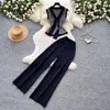 Conjunto de Dos Piezas para Mujer Estilo Coreano para el Trabajo Chaleco de Cuello en V Pantalones de Pierna Ancha Verano Adelgazante Favorecedor Conjunto de Moda de Alta Gama