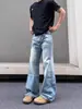 Jeans retro americanos desgastados con orejas de gato para hombres y mujeres, marca de moda callejera, geniales y casuales, corte holgado, pantalones rectos de pierna ancha