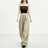 Pantalones cargo caqui de calle holgados, pantalones casuales de workwear de nicho para mujer, de cintura alta, adelgazantes, nuevo estilo ligero de pierna ancha de secado rápido