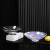 Plato de fruta moderno simple para el hogar, lujo ligero, mesa de centro, sala de estar, plato, plato de fruta de celebridad de Internet, frutero de vidrio con pata alta, kt