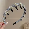 Diadema floral retro femenina clip para el pelo de tul con degradado francés dopamina accesorio para el pelo estilo crema diadema ancha versátil