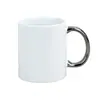 Taza Blanca Nueva para Transferencia de Calor Taza con Asa Dorada y Plateada Electroplateada Taza de Sublimación con Logo Personalizado Taza Recubierta