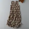 Vestido Longo Estampado Estilo Resort Boêmio para Mulheres, Elegante e Simples para o Trabalho, com um Toque Simples e Elegante, Vestido de Algodão e Linho
