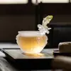 Taza de Té de Balanza Dorada Minimalista Hecha en Fábrica, Taza de Té Hecha a Mano, Recipiente para Té, Taza Maestra de Lujo Ligero, Taza Tradicional de Vidrio para Cata de Té
