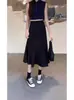 Falda midi de cintura alta que realza la figura para mujer, nueva colección primavera/verano 2026, falda negra de corte A, falda larga adelgazante, moderna
