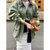 Casaco Trench Coat de Comprimento Médio com Cordão e Bolsos Grandes, Personalidade Temperamento Coreano, Verde Militar