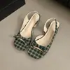 Sandálias Plataforma Retrô de Bico Quadrado para Mulheres, Bolinhas Estilo Francês, 2026 Sandálias Slip-On de Salto Baixo com Tira Laço e Bico Aberto