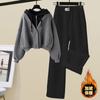 Traje Estilo Leche para Primavera y Otoño para Personas Bajas Sudadera con Capucha Falsa de Dos Piezas para Mujer Conjunto de Dos Piezas de Pantalones de Pierna Ancha Casuales Deportivos