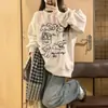 Sudadera de cuello redondo estilo americano para mujer, nuevo diseño 2026, extragrande y chic, estilo europeo y americano