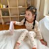 Conjunto de roupa de casa infantil unissex com estampa de desenho animado, ideal para o outono e inverno. Pijama macio e confortável para crianças, tamanhos 80 a 150, com calça comprida.