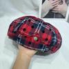 Sombrero de Calabaza para Mujer de Primavera y Verano Combinable con Todo Boina Japonesa Dulce Cool Estampado de Estrellas y Cuadros Chica Picante Moda Urbana Sombrero de Pintor Reversible