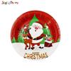 Fabricante Produce Platos de Papel Navideños Nuevos Personalizados, Platos Desechables de Papel para Cena, Vasos y Platos de Papel para Pastel de Papá Noel