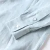 Vestido Camisa de Lino de Manga Larga con Solapa Sencilla para Mujer 2026 Verano Nuevo Estilo Lujo Ligero Falda de Línea A de Longitud Media