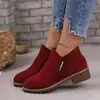 Otoño 2023 nuevo europeo y americano tacón bajo comercio exterior talla grande Botas Martin para mujer gamuza cremallera lateral moda botines cortos venta al por mayor