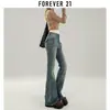 Calça Jeans Flare Cintura Alta para Mulheres Tendência Novo Retro Americano Design com Rebites Modelagem Slim Fit Comprimento Total Calça Boca de Sino