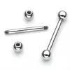 Acero de titanio acero inoxidable perforación 1.2/1.6mm galvanizado barra recta clavo de labio clavo de ombligo clavo de pezón candado de labio clavo de hueso clavo de lengua al por mayor