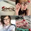 Subcultura Hello Kitty Laço Fresco e Doce Menina Bonita Armação Oval Preta Estampa de Leopardo Óculos Fazem Você Parecer Mais Magra Sem Maquiagem