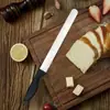 Mango de Plástico Acero Inoxidable Cuchillo para Pastel Cuchillo Dentado Herramienta para Hornear Cuchillo para Tostadas Rebanador de Sándwiches de Pastel Cuchillo para Pan