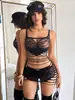 Amazon Europeo y Americano Body Hueco Sexy Falda Corta Lencería Body de Malla Fuente de Fabricación de Comercio Exterior