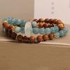 Pulseira Kuk de círculo duplo para mulheres, novo estilo chinês, luxo leve, nicho, requintada, retrô, pulseira com anel de corrida de calcedônia jadeíta água azul