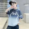 Camiseta Versátil de Manga Corta para Niños, Corte Holgado, 26 Algodón Puro, Estilo Nuevo para Niños Mayores, Estilo Delgado de Verano, Top de Moda con Estampado para Niños