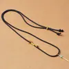 Collar de cordón con hebilla de piña de hilo de oro tejido a mano, hebilla de paz de jade, cordón de colgante de jade Hetian para hombre y mujer, tipo ajustable