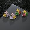 Brincos Ruili com flor colorida e gema AAA incrustada Brincos de prata esterlina S925 artesanato requintado brincos de fábrica direta