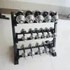 Suporte de halteres de fábrica equipamento de ginástica suporte de halteres hexagonal de três camadas suporte de exibição de halteres de plástico para casa