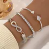 Venta Caliente Transfronteriza Moda Simple Forma de Símbolo Infinito Pulsera de 3 Piezas Creativa Pulsera con Forma de 8 Joyería para Mano de Niña
