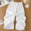 Pantalones de Pierna Ancha de Lino Tencel para Mujer, Estilo Delgado de Verano, Nuevo Modelo 2026, Cintura Alta Elástica, Caída Suave, Pantalones Rectos Casuales Versátiles