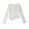 Nueva Camiseta de Manga Larga 2025 para Mujer Camisa de Entretiempo Otoño e Invierno Estilo Puro Lust Asimétrico Moda Ins