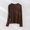 Nova Coleção Outono Início Mistura de Tencel Lã Cashmere Gola Redonda Manga Longa Camiseta Simples e Versátil Suéter Básico Tricotado para Mulheres